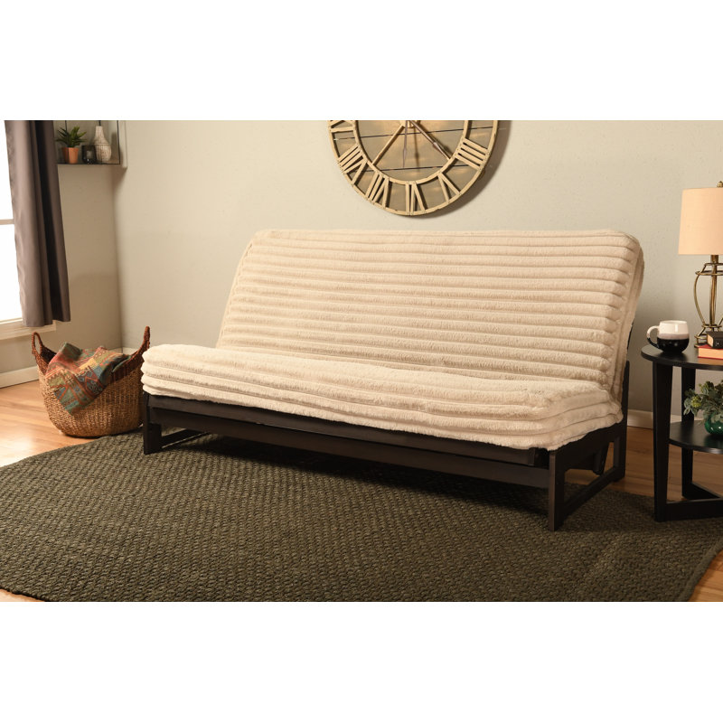 Stratford Full Size 76" Wide Futon Frame and Mattress, Fog Corduroy