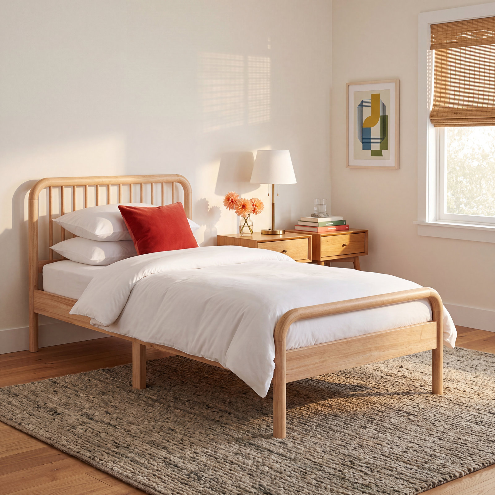 Porto Twin Bed, Natural
