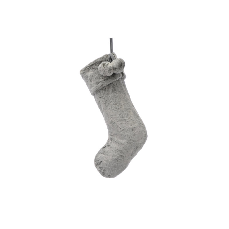 Stocking with Pom Pom Detail, Grey
