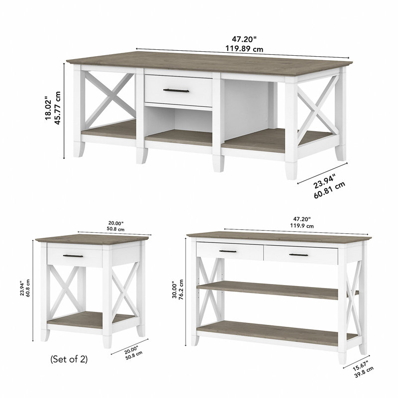 Ensemble de table 4 pièces Kaionna, Gris déclin / blanc pur