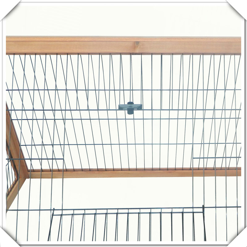 Cage à lapin en bois pour l'extérieur avec structure en A et fil de ventilation extérieur, Gris