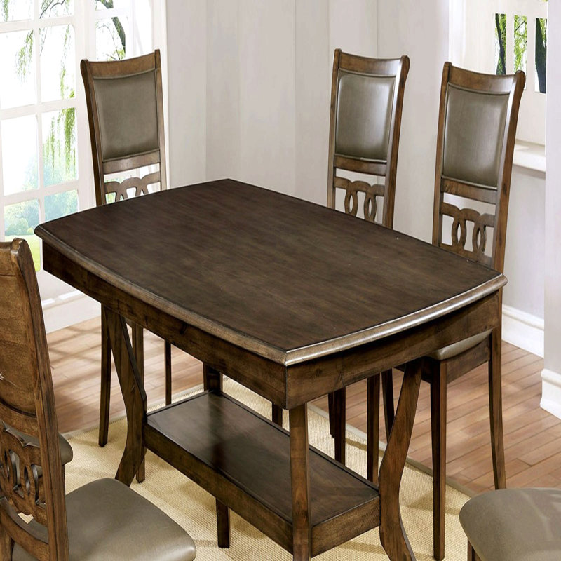 Table de salle à manger moderne moderne en noyer antique avec tablette inférieure ouverte 1pc