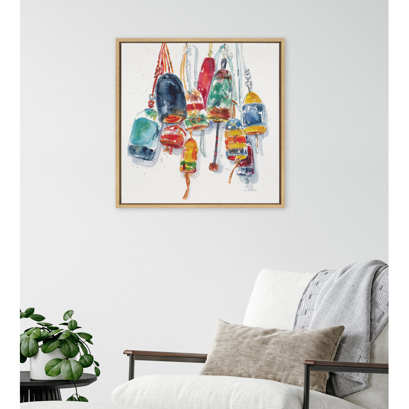 «Vintage Buoys» par Patricia Shaw, reproduction d'art sur toile encadrée