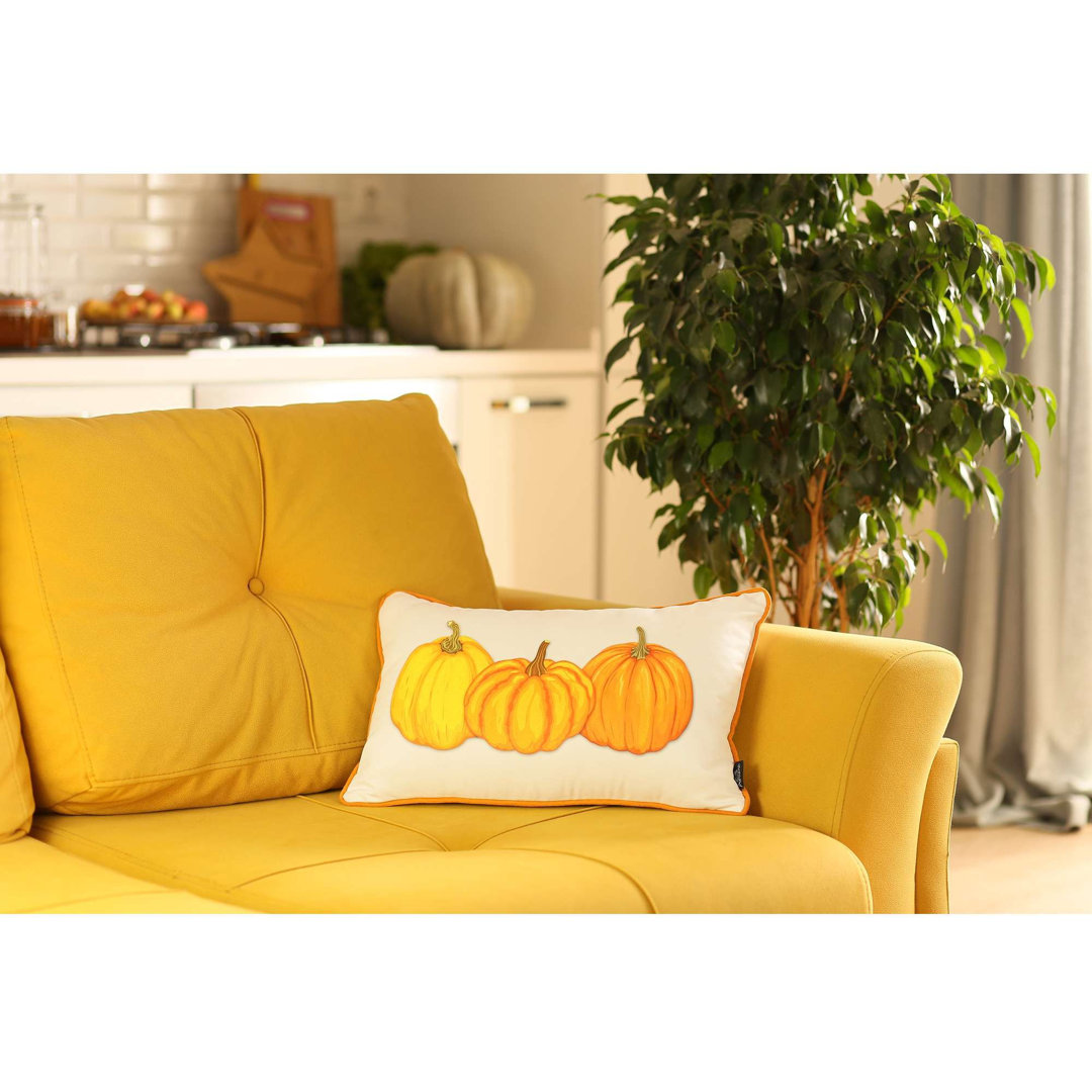 Fall Season Single Throw Pillow Cover Pumpkins 12" x 20" Lumbar Apolena