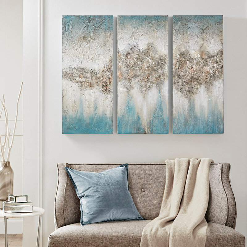 Ensemble de 3 toiles embellies
