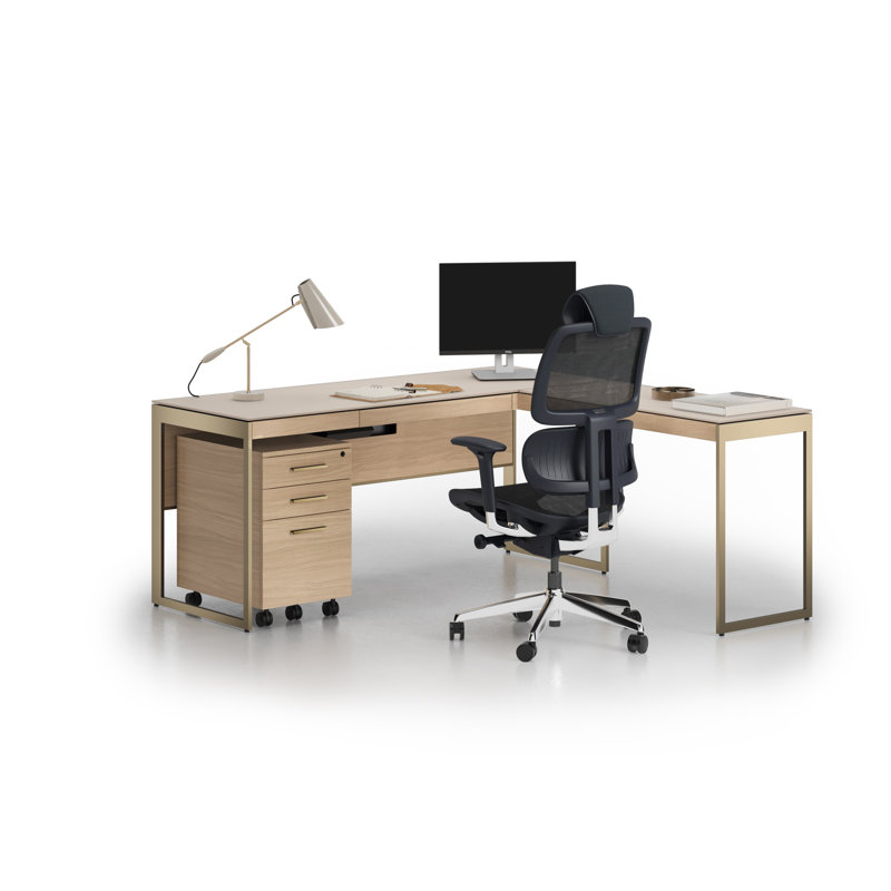 Sequel Studio Desk Return - 6612, Neo Oak/Bronze