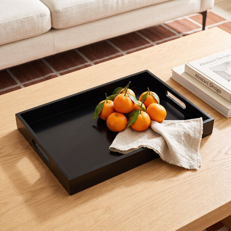 Bradshaw 18" W Hand-Finished Wood and Glass Serving Tray