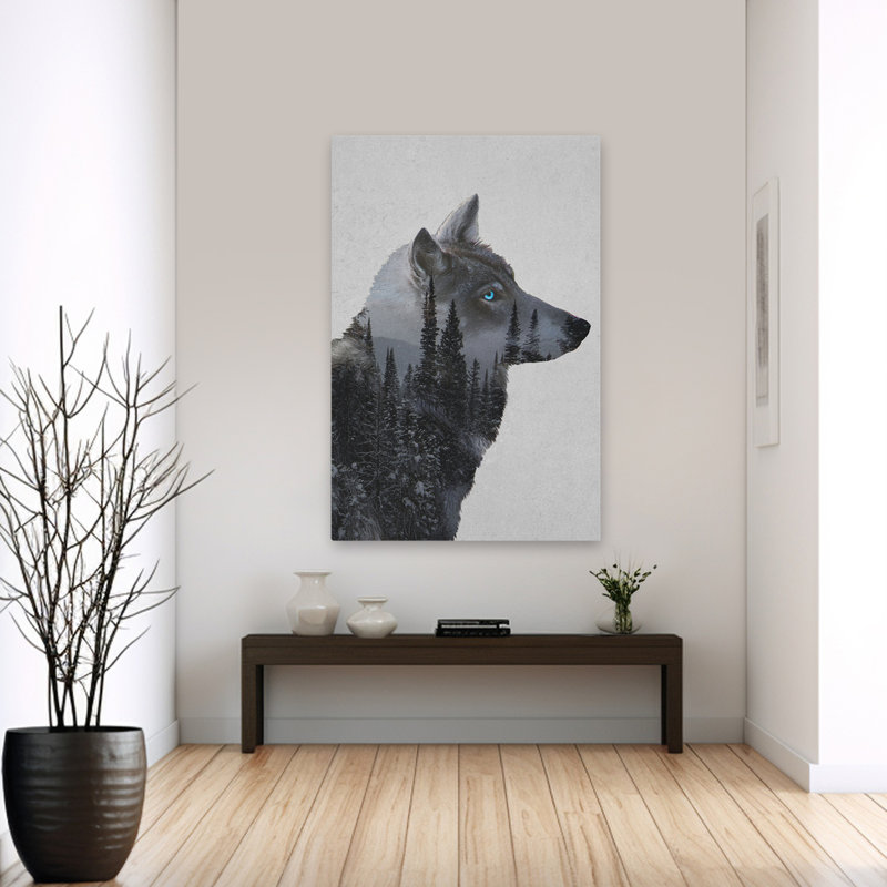 Loup d'hiver - animaux loups contemporains, H 60 po x l 40 po