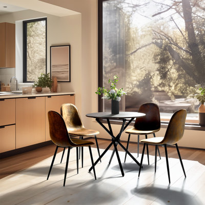 Harjovan 5-Pieces Compact Dining Table Set with Round Table Stylish Upholstered Chairs for Kitchen Dining Rooms or Breakfast Nook