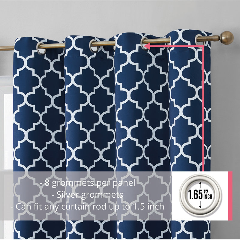 Alexuis Blackout Curtain Pair, Navy Blue, 52" W x 96" L