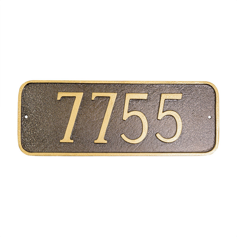 Rectangle Address Sign, Yes, Black/Gold