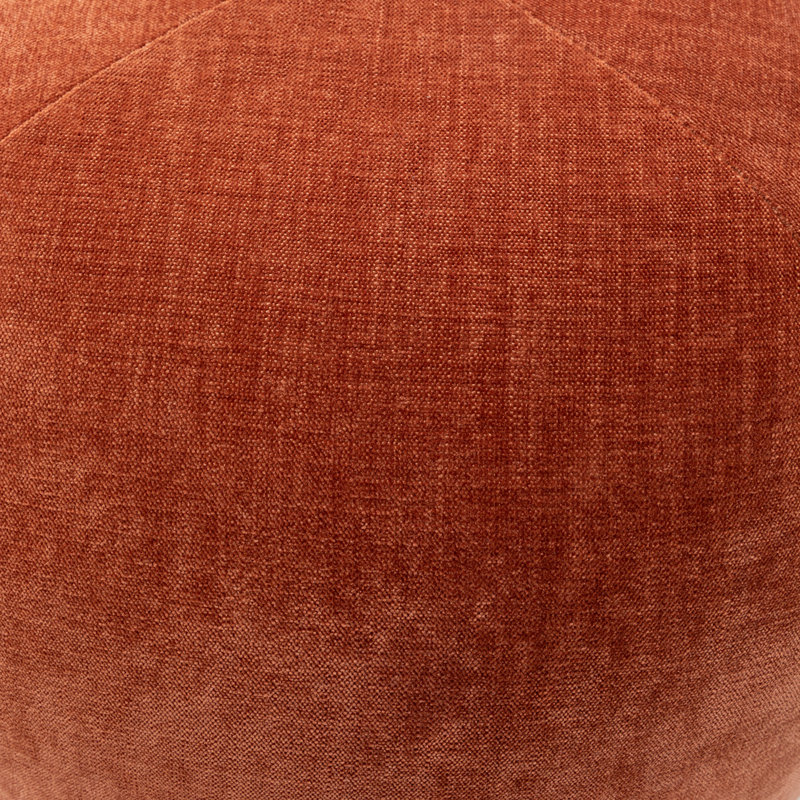 Modern Upholstered Ottoman With Wooden Legs, Round Footrest Stool For Living Room, Bedroom, Entryway, Orange