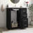 30'' Solid Wood Frame Black Freestanding Bathroom Vanity Set With Ceramic Top