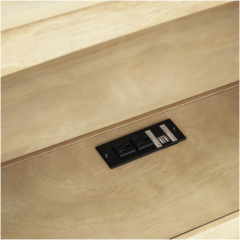 Lit de jour simple avec deux tiroirs de rangement, armoires de rangement et ports USB, couleur naturelle