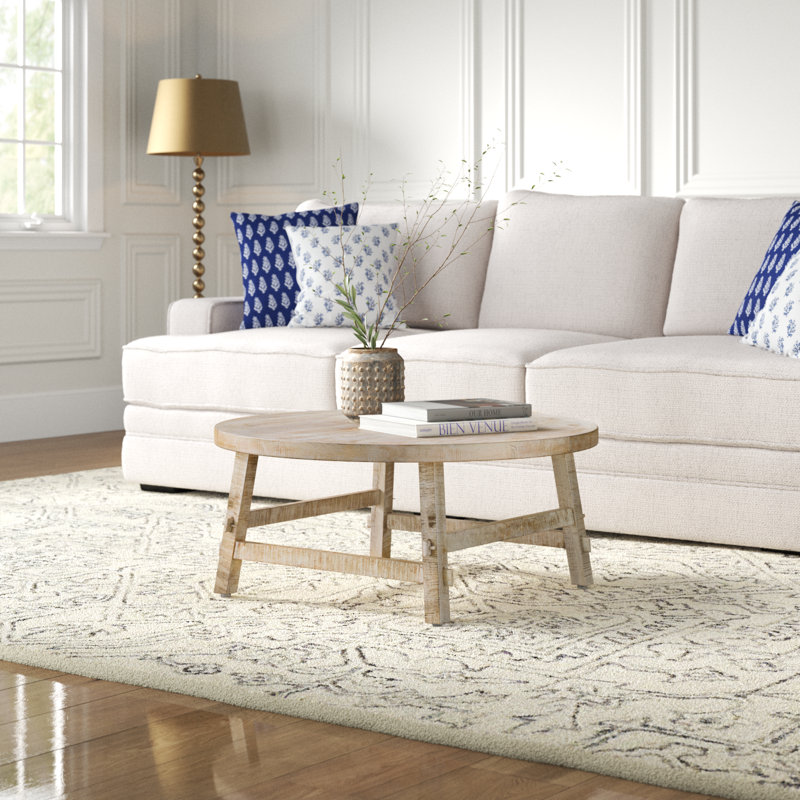Loleta Solid Wood Single Coffee Table, 16" H x 36" L x 36" W, Beige
