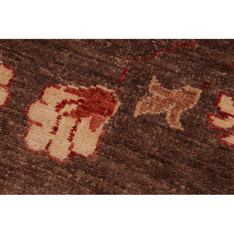 Tapis brun / rouille en laine noué à la main 9 pi 10 po x 13 pi 6 po Tricia