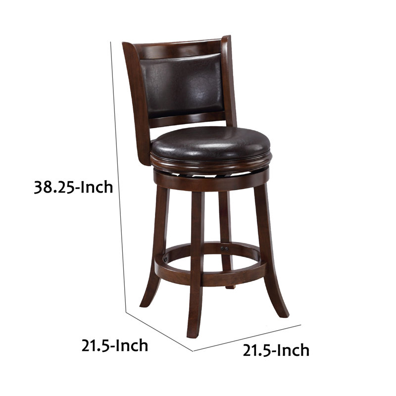 Swivel Solid Wood Counter Stool, Cappuccino/Brown, Counter Stool (26” Seat Height)