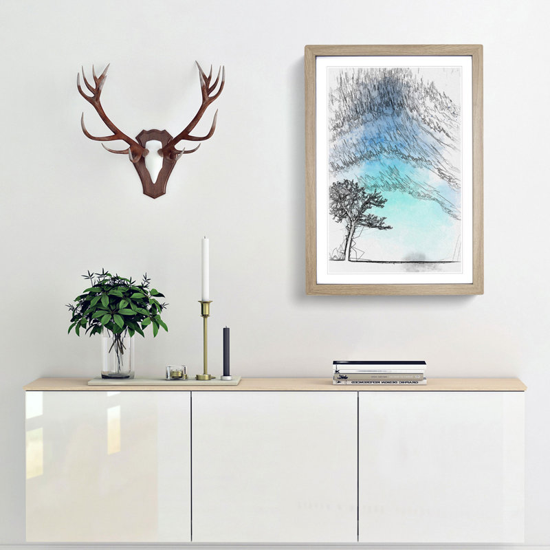 Tree at Dusk in Slovakia in Abstract - Framed Print, 76cm H x 50cm W x 2cm D, Oak