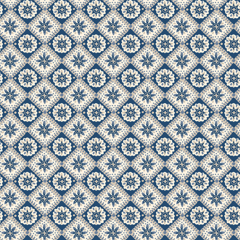 Joules Meadow Geo Navy/Cream Wallpaper