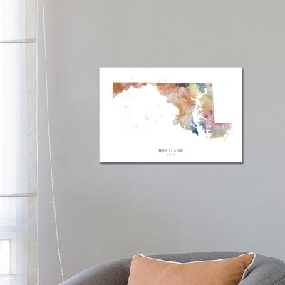 Maryland State Map - Wrapped Canvas Painting