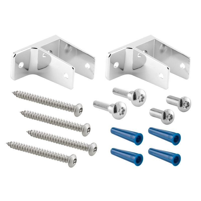 Supports muraux à une oreille Prime-Line, pour panneau de 1 po, alliage de zinc, chromé, T-27 Torx (paquet de 1)