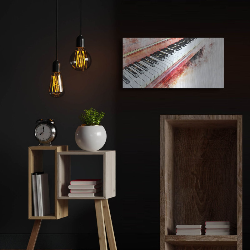 «Red Piano», art mural en métal, H 12 po x l 24 po
