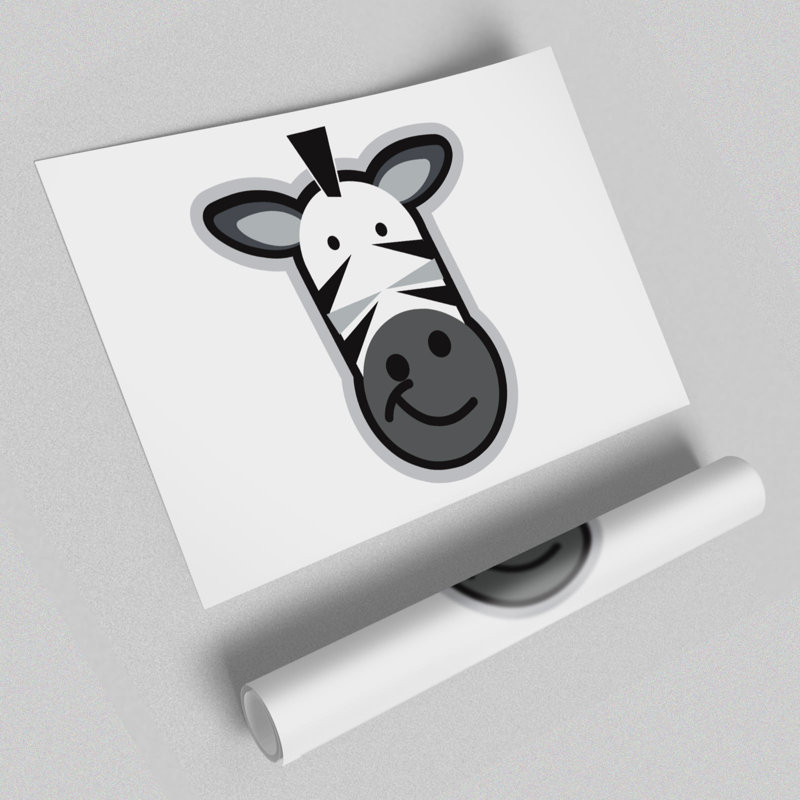Smiling Zebra Face Childrens - No Frame Print, 100 cm H x 141.4 cm W