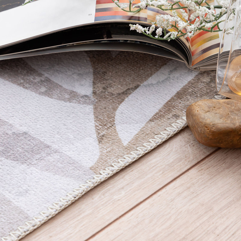 Jasmine Modern Plant Leaf Design Washable And Foldable Area Rugs for Living Room Bedroom Blue Black Pink White/Multi