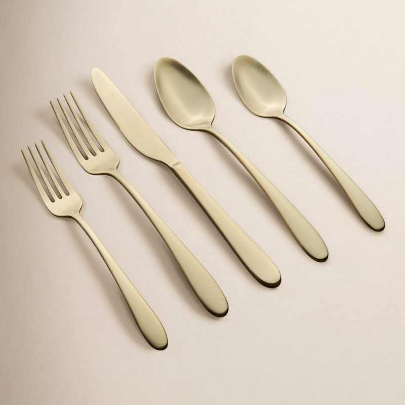 Ensemble de couverts 20 pièces Poet, service pour 4, Satin champagne