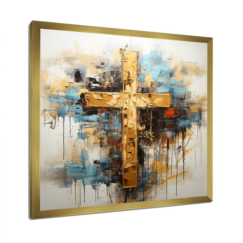 Divine Love, croix religieuse III sur toile, H 24 po x l 24 po x P 1 po, Cadre doré simple