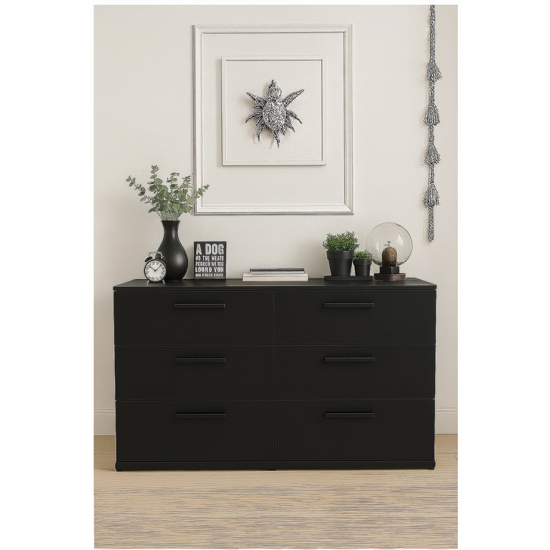 Commode noire à trois tiroirs Morgan