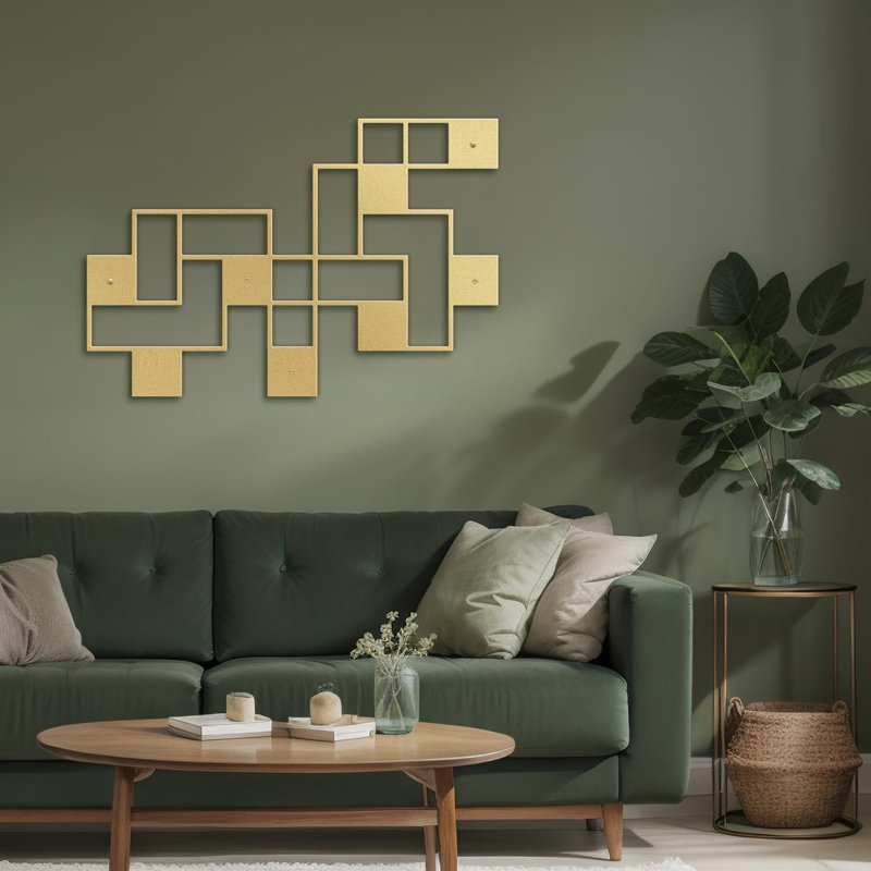 Décoration murale en métal, H 18 po x l 36 po x P 0,05 po, Or