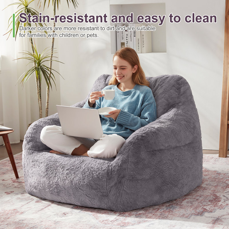 Oversize Compression Bean Bag Chairs For Adults With Pillow and pocket ,Dark Gray, Dark Gray