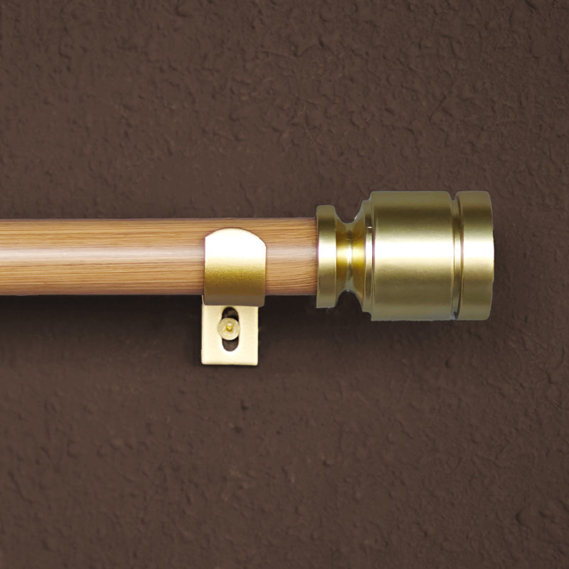 Tringle à rideau simple de 1 pouce avec fleurons dorés, tringle à rideaux réglable pour fenêtres, 37" - 72"