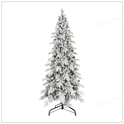 Arbre de Noël 8 pi en PE et en PVC avec 44 pommes de pin naturelles - 1634 pointes