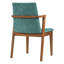 Ensemble de 2 chaises de salle à manger de style Mid-Century moderne avec accoudoirs rembourrés en tissu vert avec structure en bois d'hévéa couleur noyer, capacité de 250 lb pour la cuisine et la salle à manger