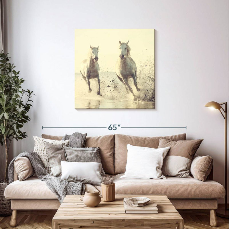 Brampt, chevaux français blancs, H 36 po x l 36 po