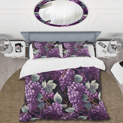 Tuscan Vineyard Vines I - Floral Duvet Cover Set - Microfiber Polyester