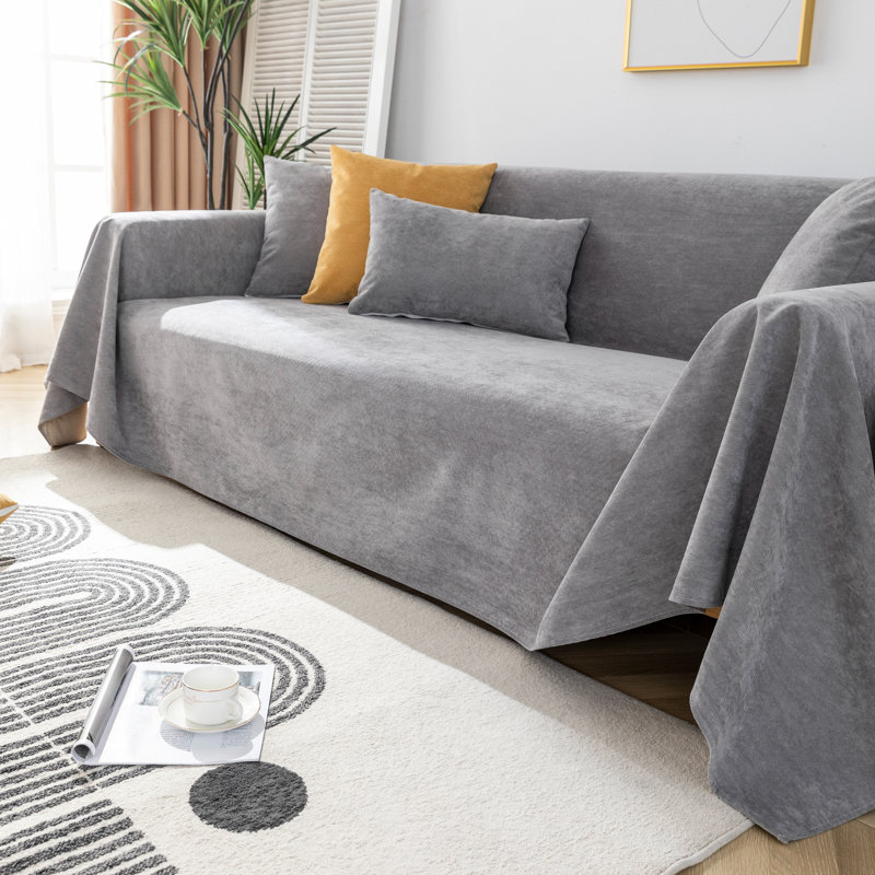Pet-Friendly Waterproof Polyester Couch Cover, Grey Polyester, 71" H x 150" W x 0.2" D