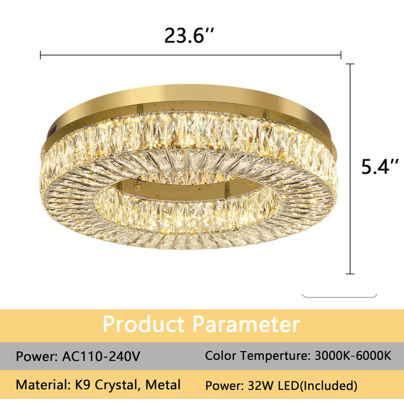 Indoor Led Chandelier Light, Gold