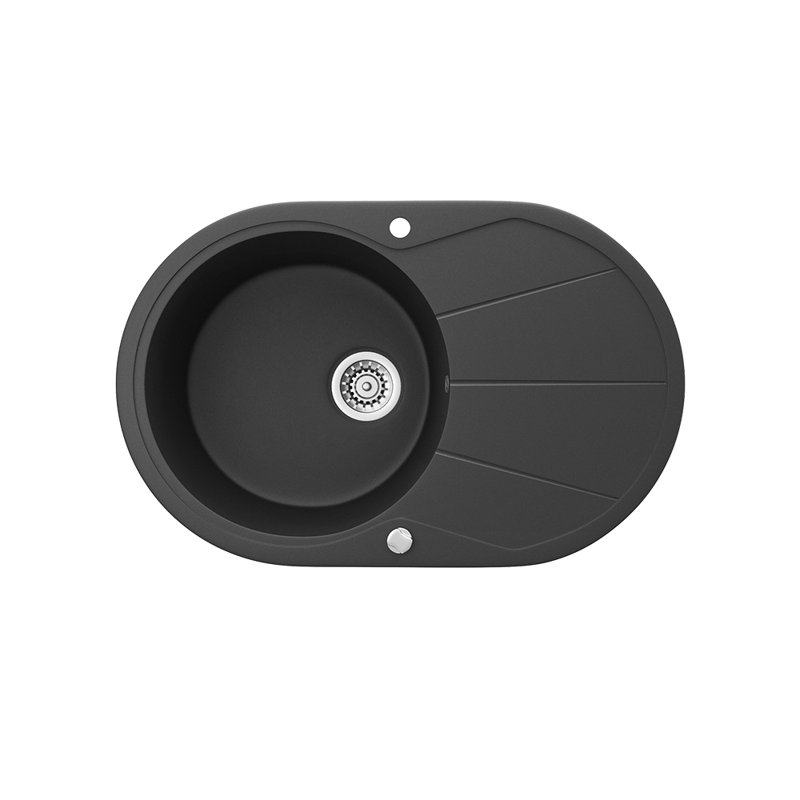 Dakota Fields Christabelle 500mm W Single Bowl Granite Drop-In Kitchen Sink with 1 Faucet Hole, Black