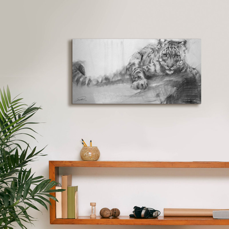 «Ahshanti Snow Leopard» par Robert Campbell - reproduction sur toile tendue, H 12 po x l 24 po x P 0,75 po