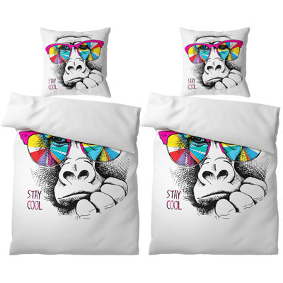 Cotton No Pattern Duvet Cover Set with Pillowcases Included