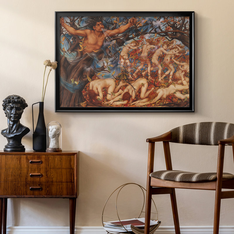 Boreas and the Fallen Leaves-Evelyn De Morgan-Toile tendue avec châssis-c. 1910-1914, Toile avec cadre, Noir, 22,5 x 30,5
