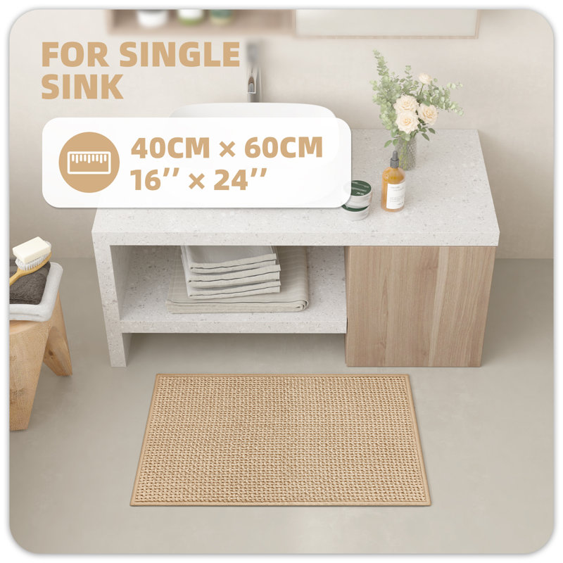Tapis pour salle de bain Idalee, Kaki, L 16 po x L 24 po