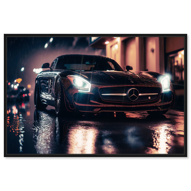 Art mural «Bastro Racing Car» par Notoriart, Cadre noir, H 17 po x l 25 po
