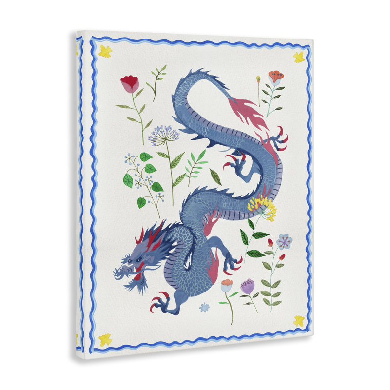Blue Dragon & Botanicals Canvas Wall Art by Melissa Wang, 20" H x 16" W