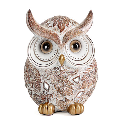 Shimmering Ornate Brown Owl statue
