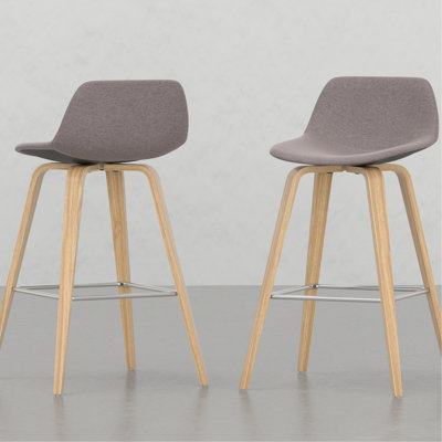 De 2 tabourets de bar - Tissu, contreplaqué, siège moderne, placage, mobilier de salon