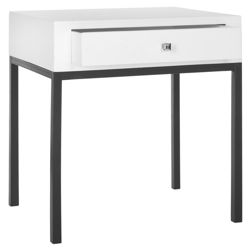 Joanna Solid Wood End Table with Storage, White